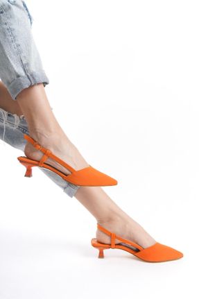 کفش پاشنه بلند کلاسیک نارنجی زنانه چرم مصنوعی پاشنه کوتاه ( 4 - 1 cm ) پاشنه نازک کد 830308833