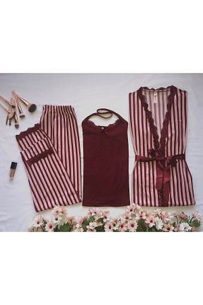 ست لباس راحتی زرشکی زنانه پنبه ای Pijamoni - کد 810462093
