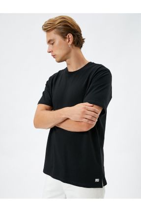 تی شرت صورتی مردانه رگولار یقه گرد پنبه (نخی) تکی کد 751934403