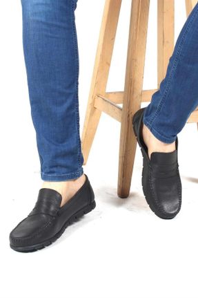 کفش لوفر مشکی مردانه چرم طبیعی پاشنه کوتاه ( 4 - 1 cm ) کد 36408624