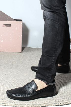 کفش لوفر مشکی مردانه چرم طبیعی پاشنه کوتاه ( 4 - 1 cm ) کد 36407169