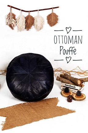 پوف و نیمکت مشکی 60 x 38 Ottoman Pouffe - کد 711550277