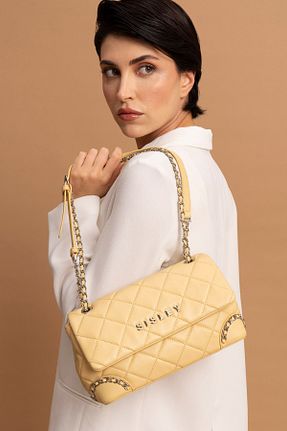 کیف دوشی زرد زنانه چرم مصنوعی Sisley - کد 835422939