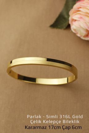 دستبند استیل طلائی زنانه استیل ضد زنگ کد 819529139