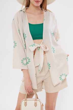 کیمونو سبز زنانه بافتنی کد 835401302