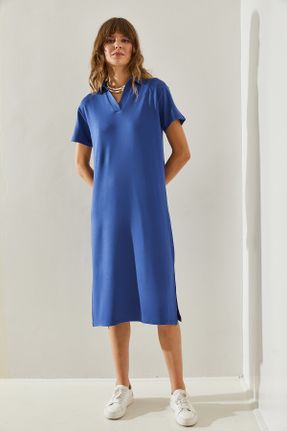 لباس آبی زنانه بافتنی آستین-کوتاه کد 835385778
