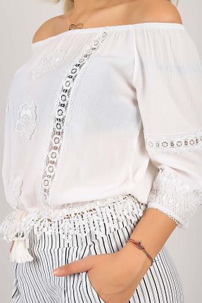 بلوز سفید زنانه ساده PARA Tİ - کد 835479279