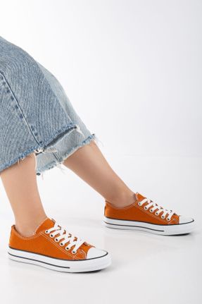 کفش اسنیکر نارنجی زنانه بند دار پارچه ای کد 834607777