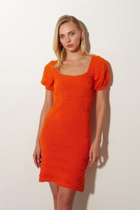لباس نارنجی زنانه تریکو تریکو رگولار کد 731741728