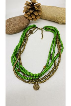 گردنبند جواهر سبز زنانه فلزی کد 252372987