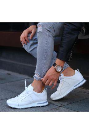 کفش کژوال سفید مردانه چرم طبیعی پاشنه کوتاه ( 4 - 1 cm ) پاشنه ساده کد 675097929