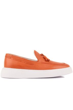 کفش کژوال نارنجی مردانه چرم طبیعی پاشنه کوتاه ( 4 - 1 cm ) پاشنه ساده کد 748038443