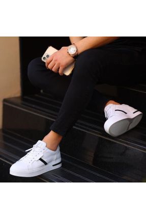کفش کژوال سفید مردانه چرم طبیعی پاشنه کوتاه ( 4 - 1 cm ) پاشنه ساده کد 675104212