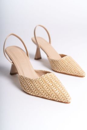 کفش پاشنه بلند کلاسیک بژ زنانه پاشنه نازک پاشنه متوسط ( 5 - 9 cm ) چرم مصنوعی کد 806444635