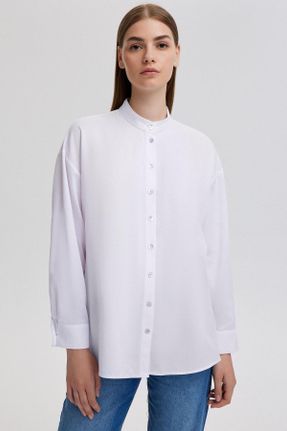 پیراهن سفید زنانه اورسایز پنبه - پلی استر کد 835577260