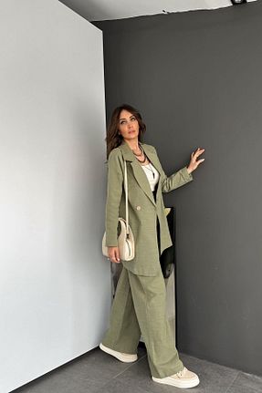 ست بالاتنه و پائین تنه خاکی زنانه بافتنی EGZOTİK ASORTİK - کد 833105236