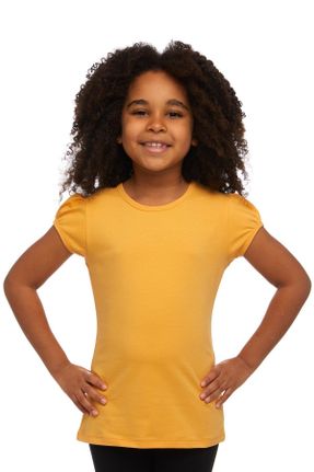 تی شرت زرد بچه گانه رگولار یقه گرد پنبه (نخی) تکی بیسیک کد 650166246