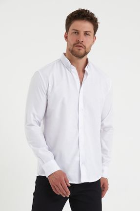 پیراهن سفید مردانه اسلیم فیت یقه پیراهنی کد 300285466