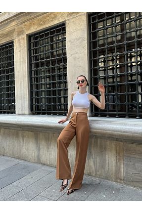 شلوار پارچه ای قهوه ای زنانه بلند OUZ Fashion - کد 835672636