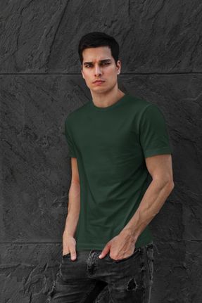 تی شرت خاکی مردانه رگولار یقه گرد تکی کد 835682979