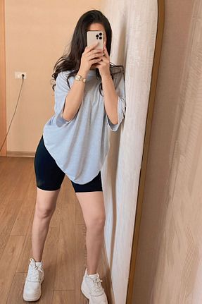 تیشرت طوسی زنانه اورسایز JANSO GROUP - کد 835705451