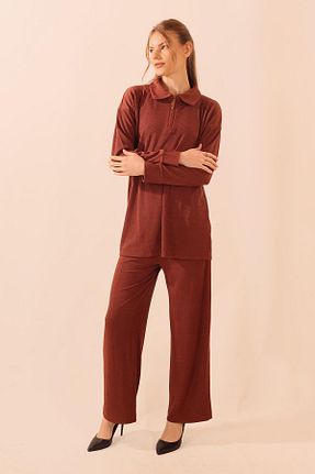 ست بالاتنه و پائین تنه قهوه ای زنانه تریکو Rays - کد 786660741