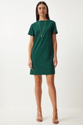 لباس سبز زنانه بافتنی پلی استر رگولار آستین-کوتاه بیسیک کد 835503032
