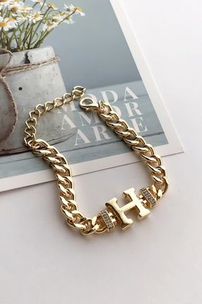 دستبند استیل طلائی زنانه فولاد ( استیل ) کد 121348644