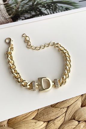 دستبند استیل طلائی زنانه فولاد ( استیل ) کد 157848541