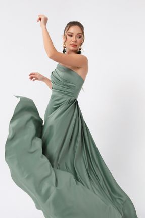 لباس مجلسی سبز زنانه پلی استر آستین استاندارد رگولار استراپلز آستر دار کد 773108972