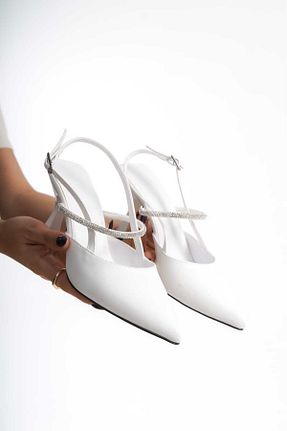 کفش پاشنه بلند کلاسیک سفید زنانه چرم مصنوعی SEREL35SHOES - کد 835679071