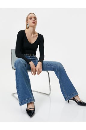 شلوار جین آبی زنانه پاچه گشاد جین استاندارد استاندارد کد 787749514