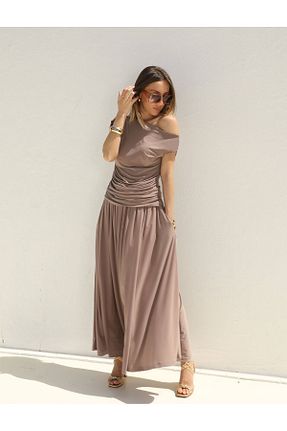 ست بالاتنه و پائین تنه قهوه ای زنانه بافت QİMYA BUTİK - کد 835466400