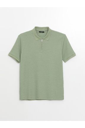 تی شرت سبز مردانه رگولار یقه پولو پنبه - پلی استر کد 818443753
