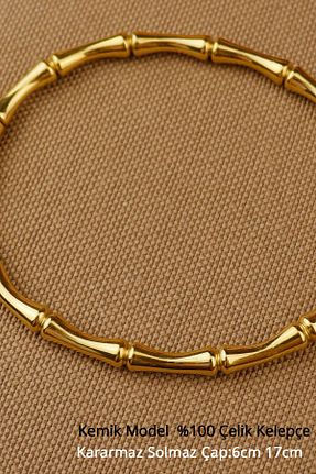 دستبند استیل (فولاد) طلائی زنانه استیل ضد زنگ Keyifli Hayaller - کد 834299435