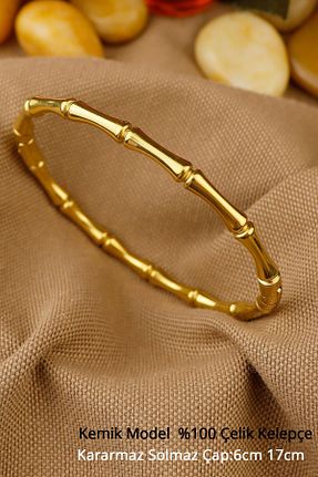 دستبند استیل (فولاد) طلائی زنانه استیل ضد زنگ Keyifli Hayaller - کد 834299435