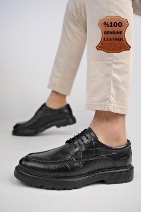 کفش کلاسیک مشکی مردانه چرم طبیعی پاشنه کوتاه ( 4 - 1 cm ) پاشنه ساده کد 827621366
