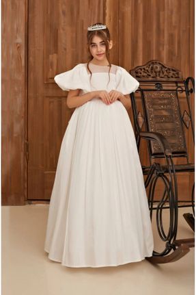 لباس سفید زنانه ساتن رگولار آستین-بلند کد 735130770