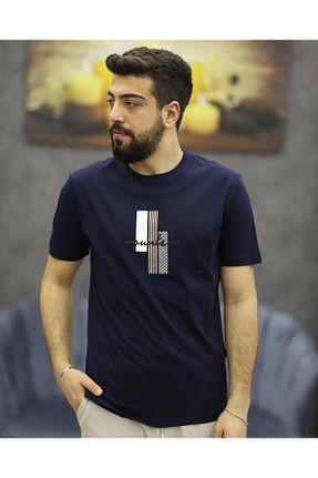 تیشرت سرمه ای مردانه اسلیم فیت pooll park - کد 835497193