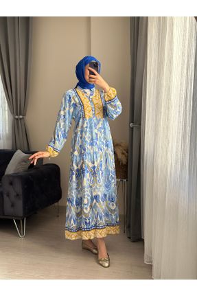 لباس آبی زنانه اورسایز بافتنی ویسکون کد 835496070