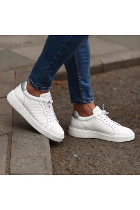 کفش کژوال سفید مردانه چرم لاکی پاشنه کوتاه ( 4 - 1 cm ) پاشنه ساده کد 318410019