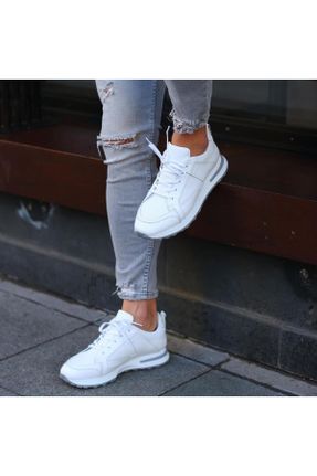 کفش کژوال سفید مردانه چرم طبیعی پاشنه کوتاه ( 4 - 1 cm ) پاشنه ساده کد 675097929