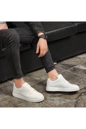 کفش کژوال سفید مردانه چرم طبیعی پاشنه کوتاه ( 4 - 1 cm ) پاشنه ساده کد 366814895