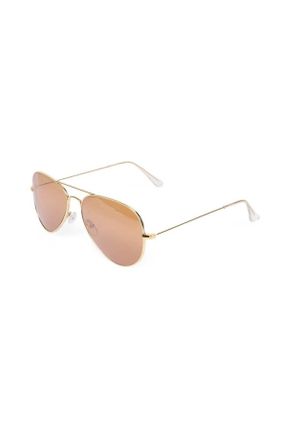 عینک آفتابی طلائی زنانه 55 UV400 فلزی آینه ای قطره ای کد 303927732