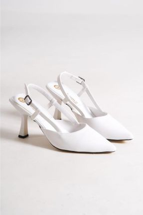 کفش پاشنه بلند کلاسیک سفید زنانه پاشنه نازک پاشنه متوسط ( 5 - 9 cm ) چرم مصنوعی کد 704477830