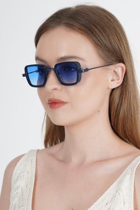 عینک آفتابی آبی زنانه 45 UV400 فلزی مات کد 834359357