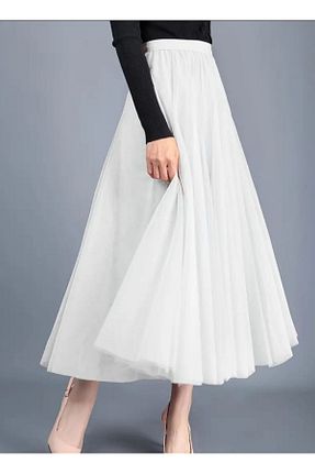 دامن سفید زنانه پلی استر MODA MAÇKA PARK - کد 835571280