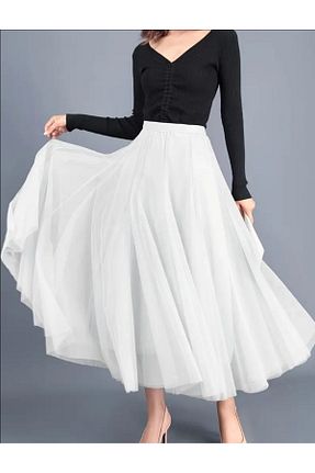 دامن سفید زنانه پلی استر MODA MAÇKA PARK - کد 835571280