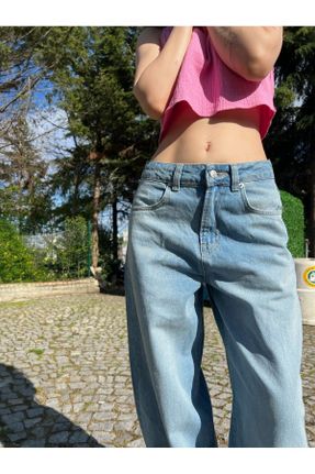 شلوار جین آبی زنانه پاچه ساده پارچه ای ساده استاندارد کد 820902577