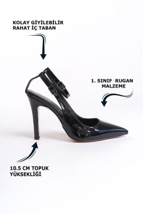 کفش پاشنه بلند کلاسیک مشکی زنانه چرم لاکی پاشنه نازک پاشنه بلند ( +10 cm) کد 806154396